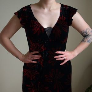 Vintage Nannette Lepore Floral Velvet Dress